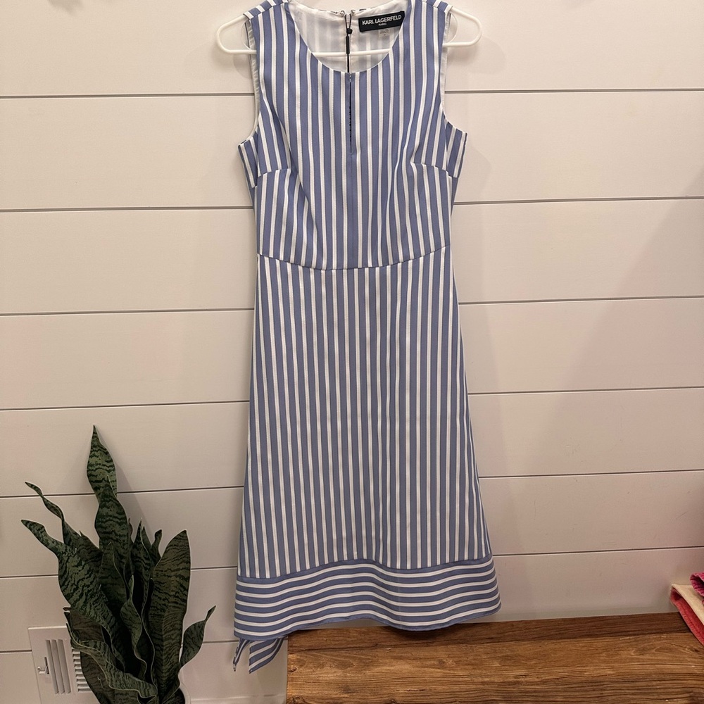 Karl Lagerfeld Blue and White Striped Midi Dress